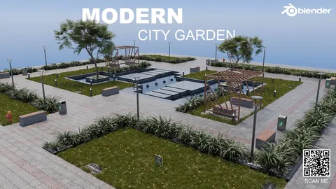 Modern City Garden - Blender scenes