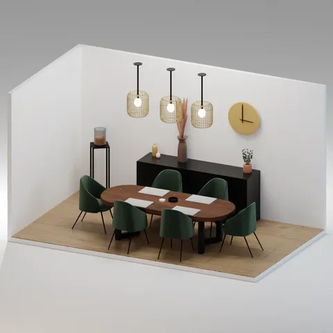 Modern Dining Room - Blender 3d models