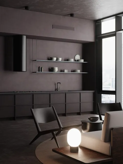 Modern Living Room & Kitchen - Blender scenes