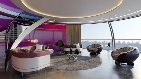 Modern Purple Living Room - Blender scenes