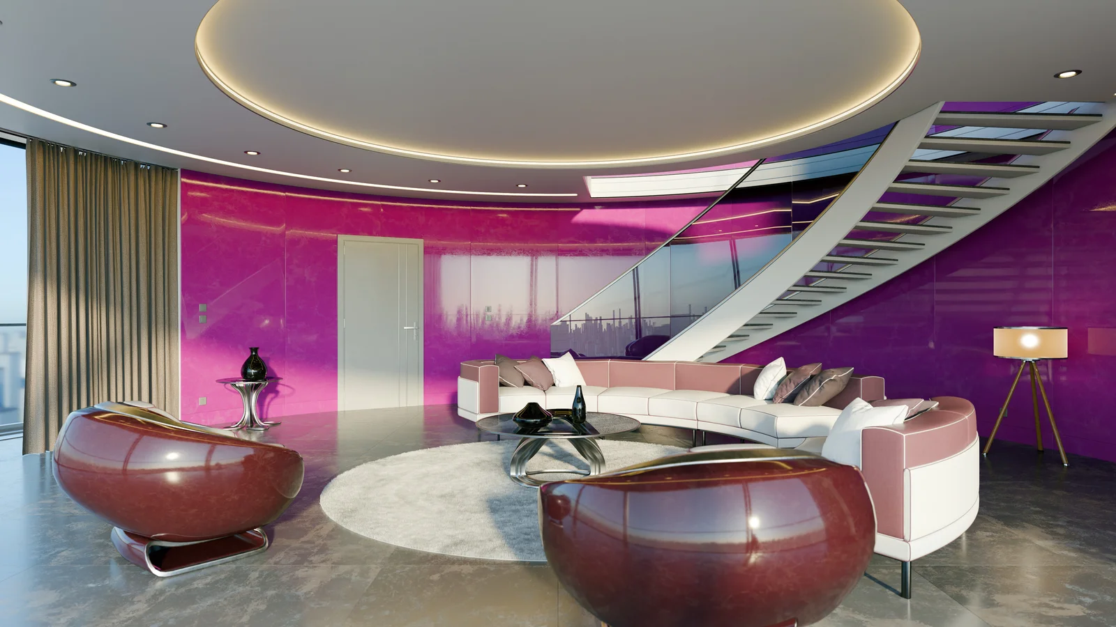 Modern Purple Living Room screenshot 7