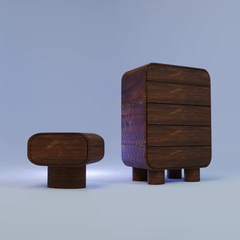 Modern Retro Bedroom Furniture - Blender 3d models