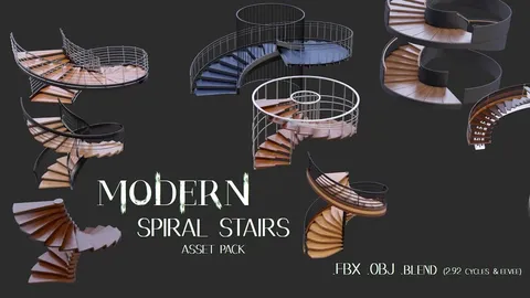 Modern Spiral Stairs - Blender 3d models