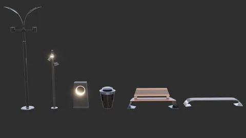Modern Street Objects Free Sample - Blender 3d models