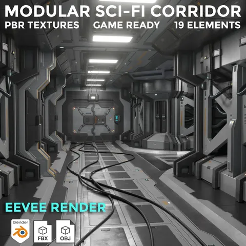 Modular Sci-Fi Corridor - Blender 3d models