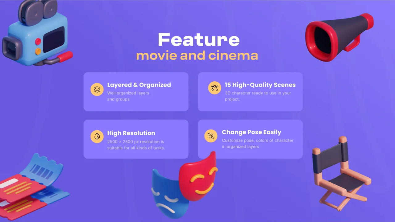 Movie & Cinema 3D Icons screenshot 2