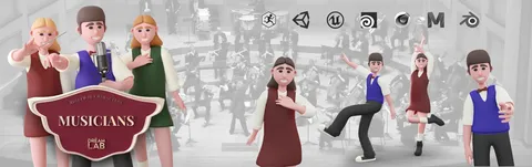 Rigged Musician Characters - Blender 3d models