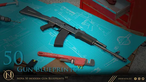 Modern Gun Blueprints - Blender textures & materials