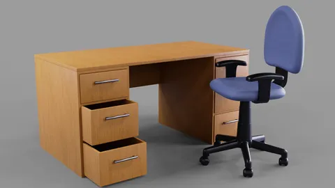 Office Desk and Chair - Blender 3d models