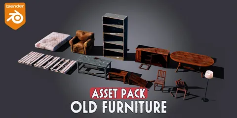 Old Furniture Asset Pack - Blender 3d models