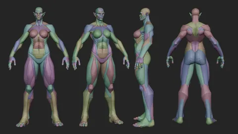 Orc Female Anatomy Blockout - Blender 3d models