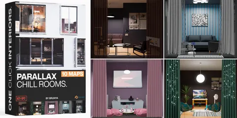 Parallax Chill Rooms - Blender scenes