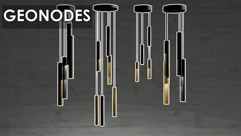 Chimes Cluster Pendant Lamp - Blender geometry nodes