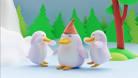 Penguin Party - Blender scenes