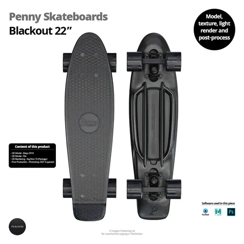 Penny Skateboard Blackout 22 - Blender 3d models