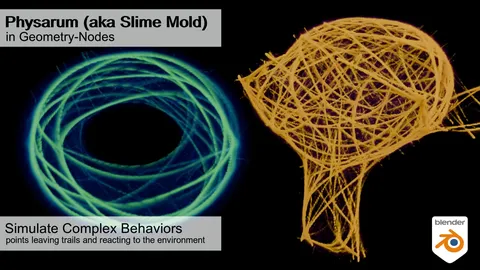 Physarum Slime Mold Simulation - Blender geometry nodes