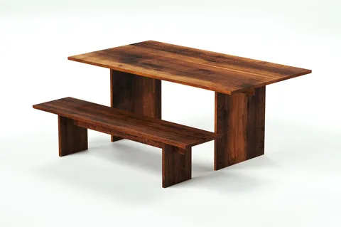 Smoked Oak Table And Bench - Blender 3d models