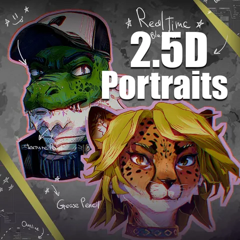 Portrait In 2.5D Style - Blender scenes