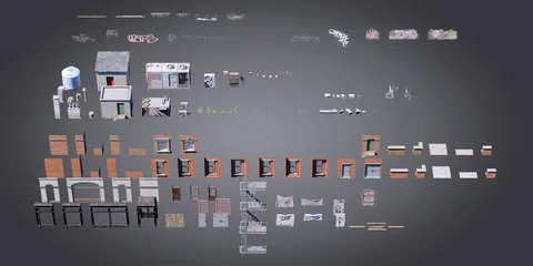 Post-Apocalyptic Building Kit - Blender 3d models