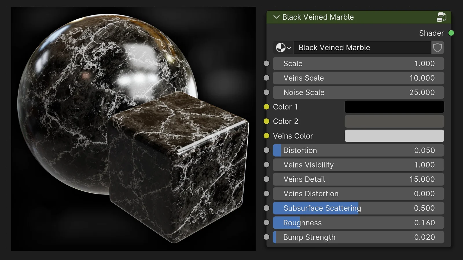 Procedural Black Veined Marble screenshot 2