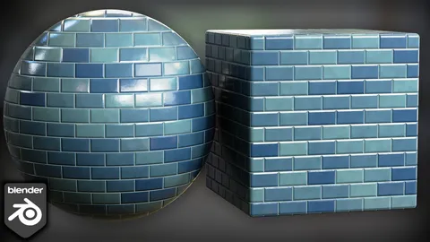 Procedural Blue Tile Wall - Blender shaders