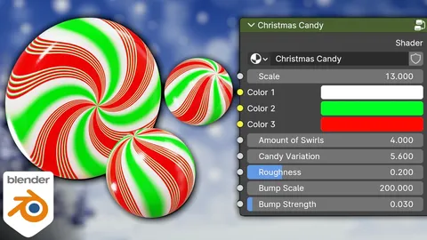 Procedural Christmas Candy Material - Blender shaders