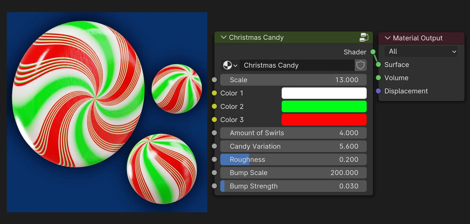 Procedural Christmas Candy Material screenshot 2