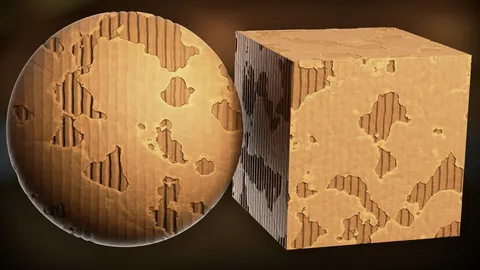 Procedural Damaged Cardboard - Blender shaders