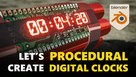 Procedural Digital Clock - Blender geometry nodes