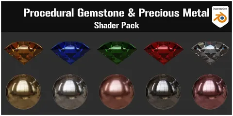 Procedural Gemstone & Metal Pack - Blender shaders
