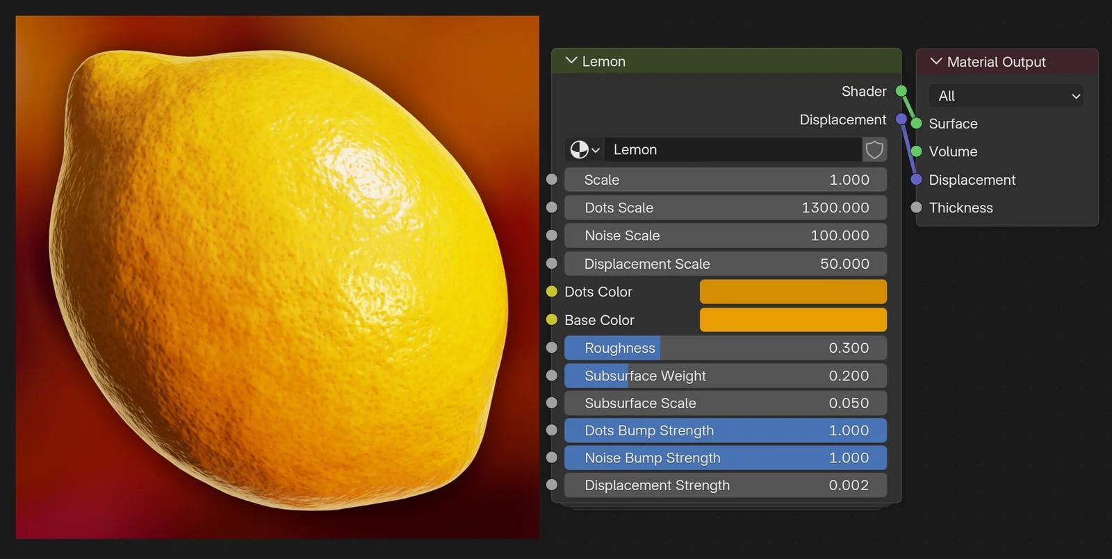 Procedural Lemon Material screenshot 2