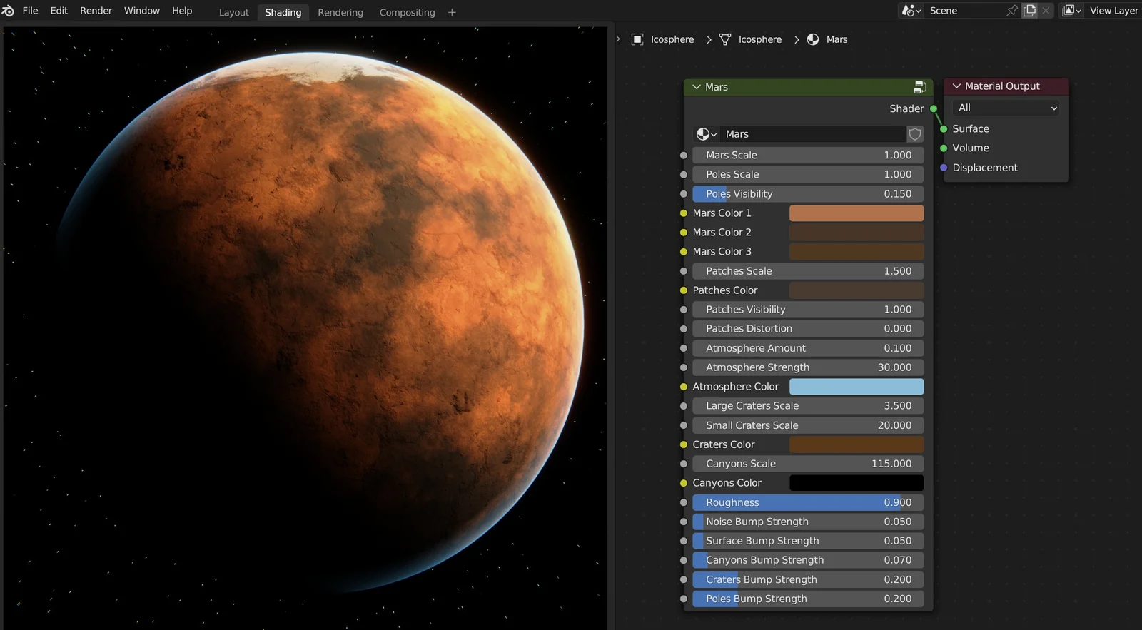 Procedural Mars Planet Material screenshot 2