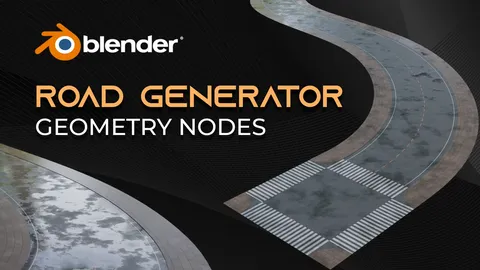 Procedural Road Generator - Blender geometry nodes