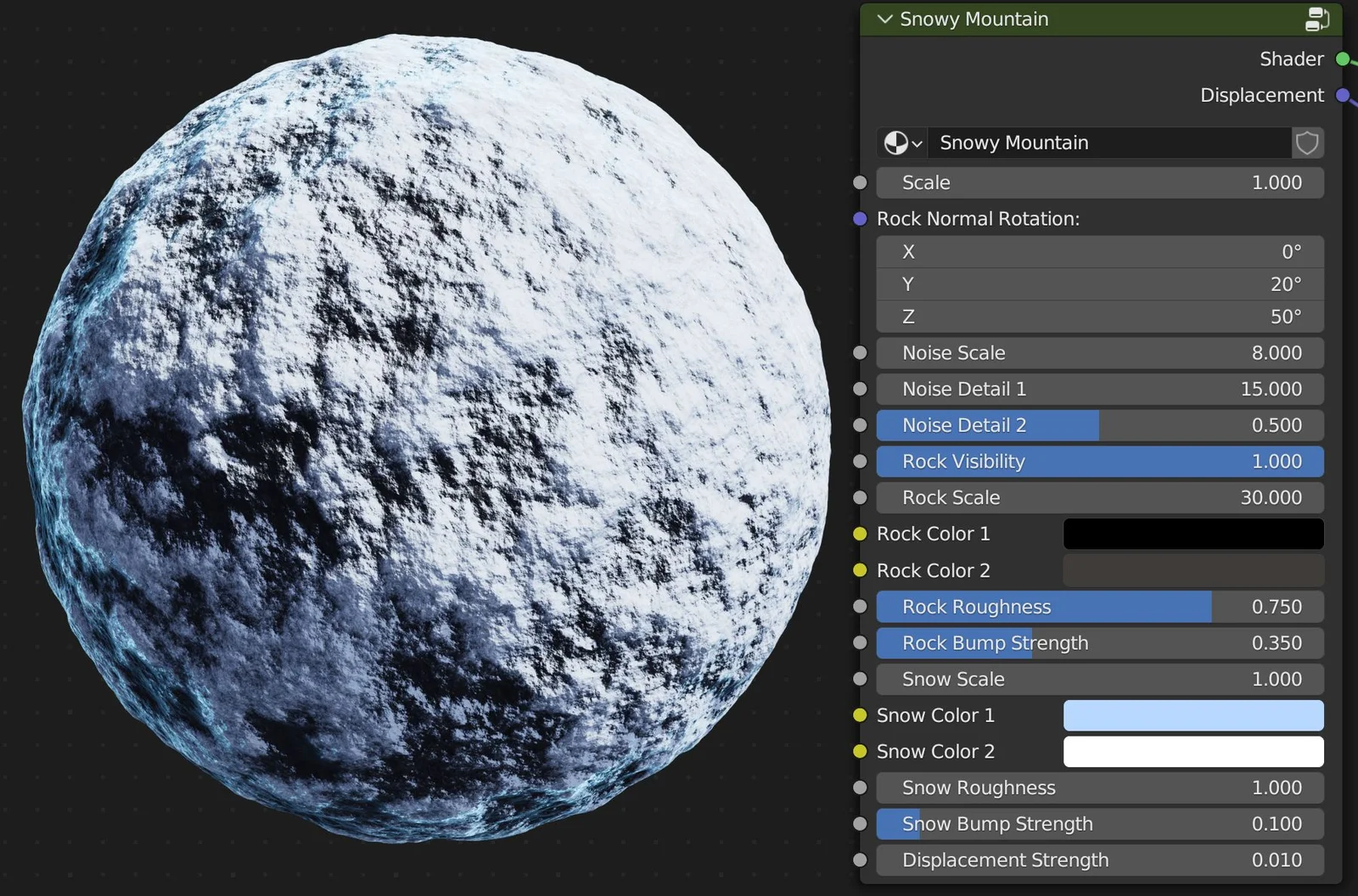 Procedural Snowy Mountain Material screenshot 2