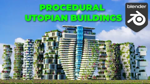 Procedural Utopian Buildings - Blender geometry nodes