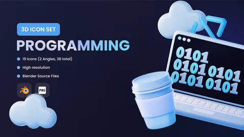 Programming 3D Icon Set - Blender 3d models