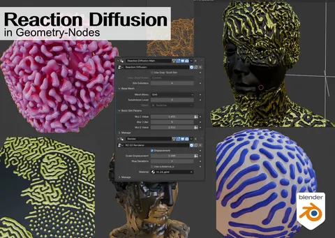 Reaction Diffusion - Blender geometry nodes
