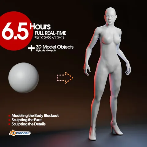 Realistic Female Base Mesh - Blender 3d models