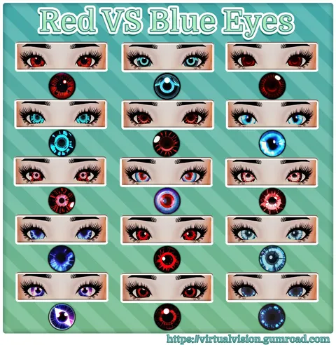 Red Vs Blue Eye Pack - Blender textures & materials
