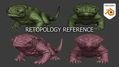 Retopology Reference Lizard - Blender 3d models