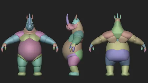 Rhino Character Blockout - Blender 3d models