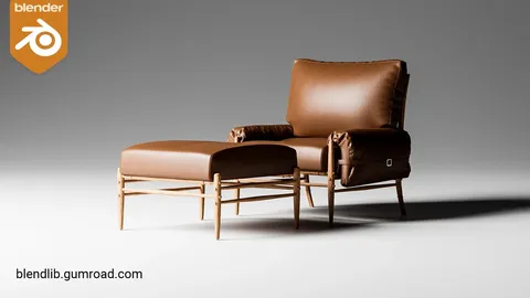 Rhys Armchair with Stool - Blender 3d models