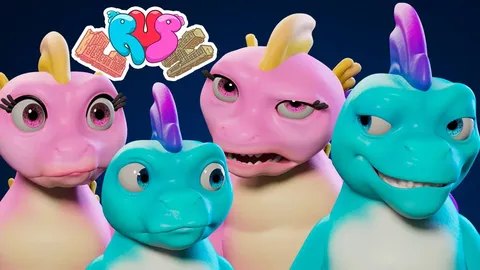 Cartoon Godzilla Rig - Blender 3d models