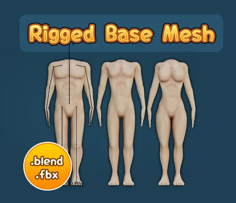 Rigged Avatar Body Base - Blender 3d models