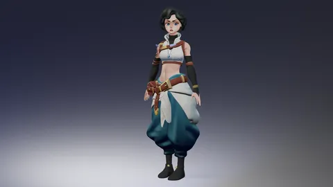 Rigged Warrior Girl - Blender 3d models