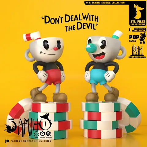 Cuphead and Mugman - Blender 3d models