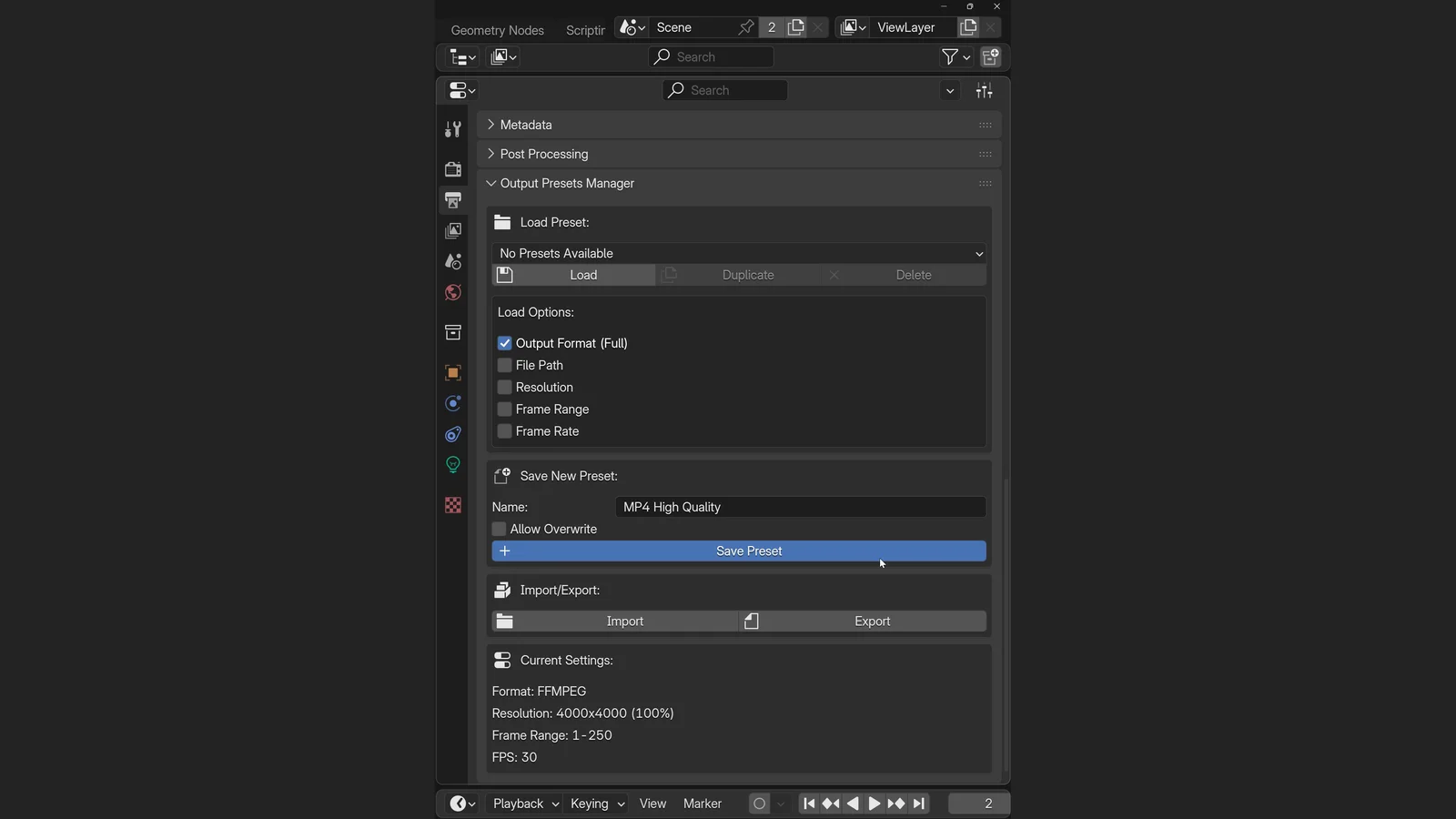 Save Render Output Presets screenshot 2