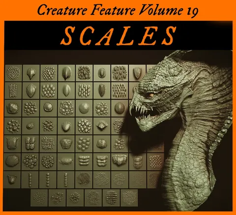 Reptilian and Dragon Scales - Blender sculpting brushes