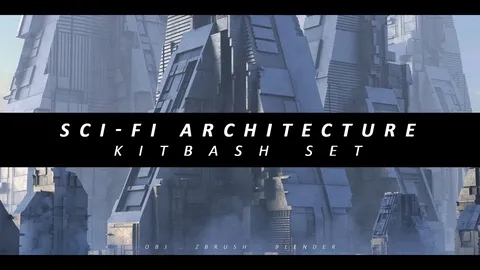Sci-Fi Architecture Kitbash - Blender 3d models