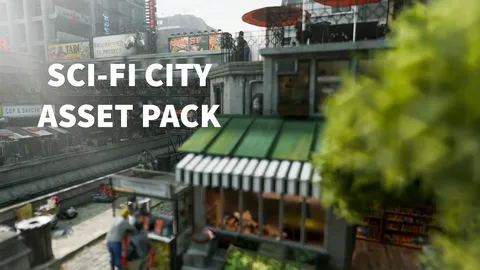 Sci-Fi City Market Assets - Blender 3d models